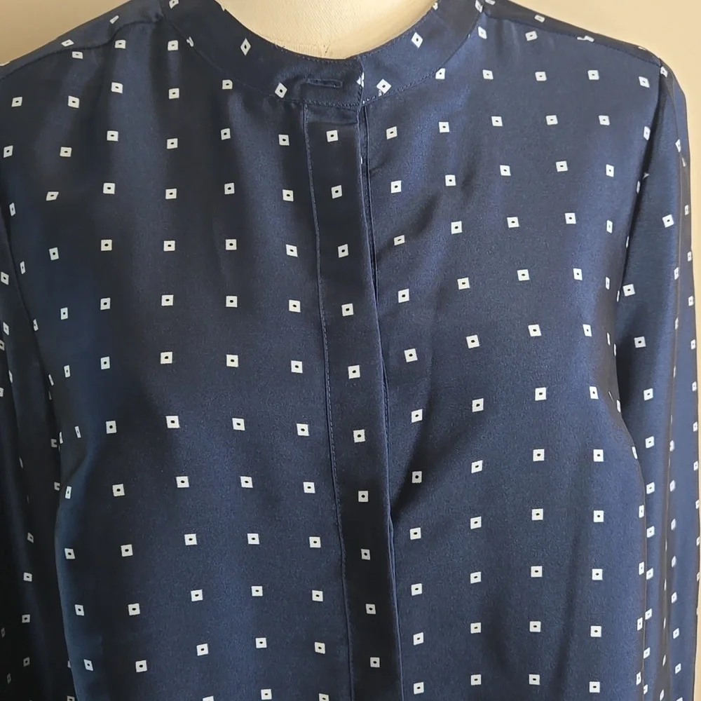 J.Crew Navy Geometric Print Tunic –‎ Classic Preppy Polished Style XS